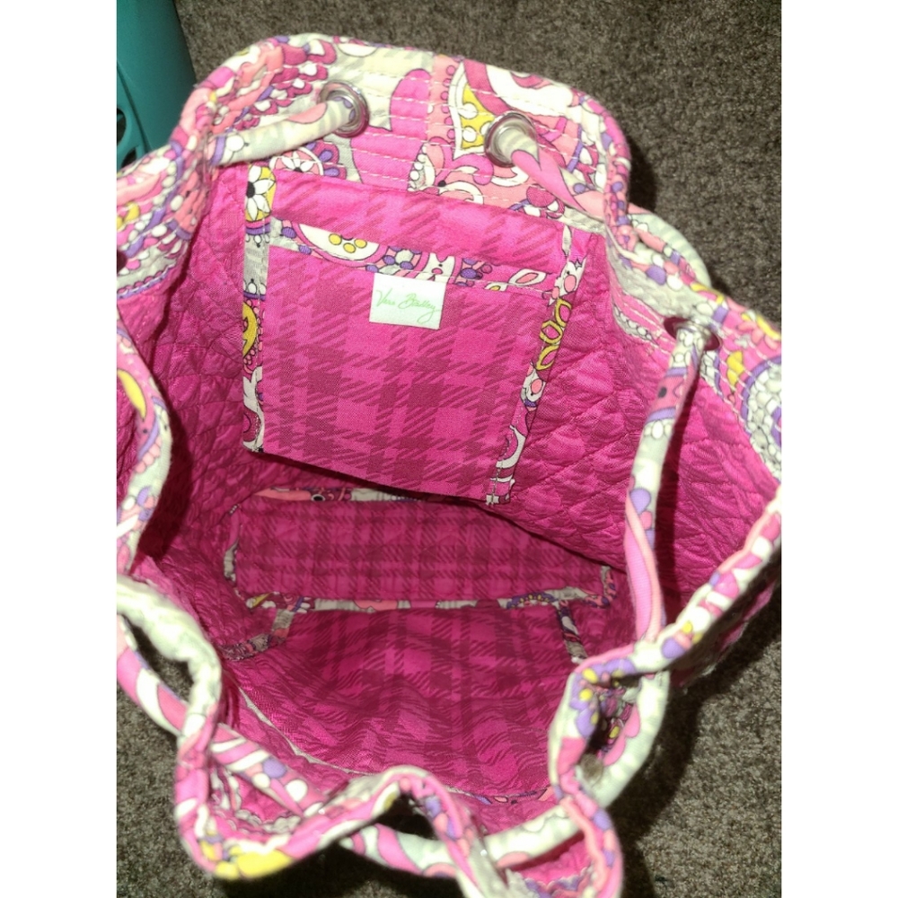Vera Bradley Drawstring Backpack Bag Paisley Plaid - image 3